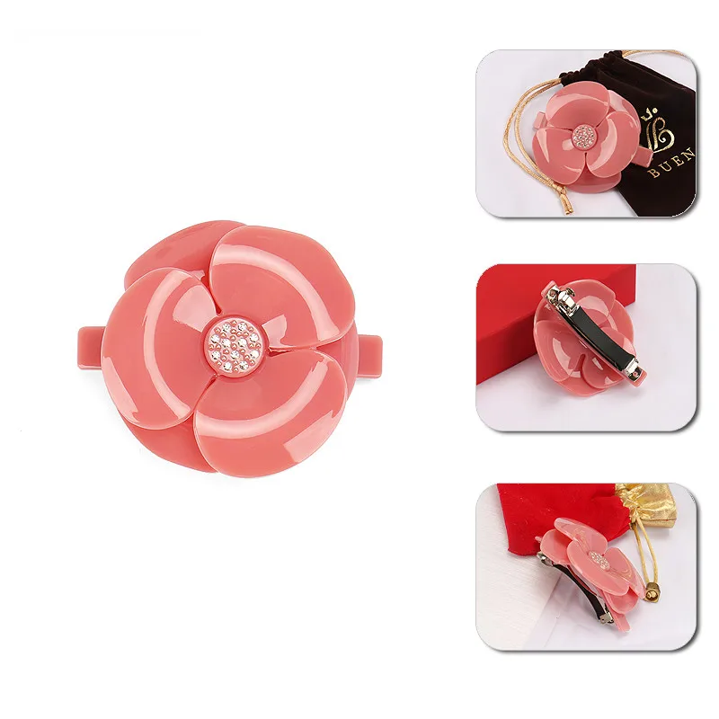 Лидер продаж заколки для волос в виде камелии акриловые большого размера с