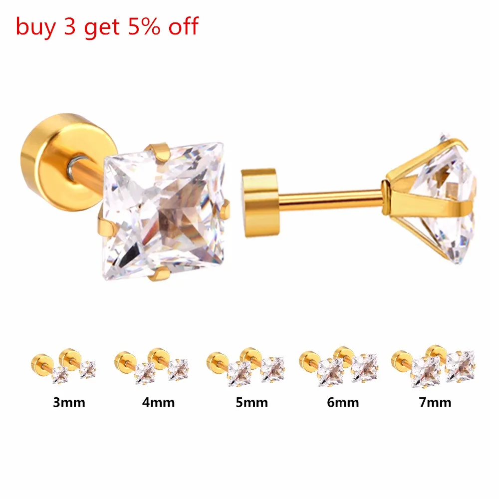 Серьги гвоздики LUXUKISSKIDS из нержавеющей стали с винтом на спине 5 парт/Лот модные