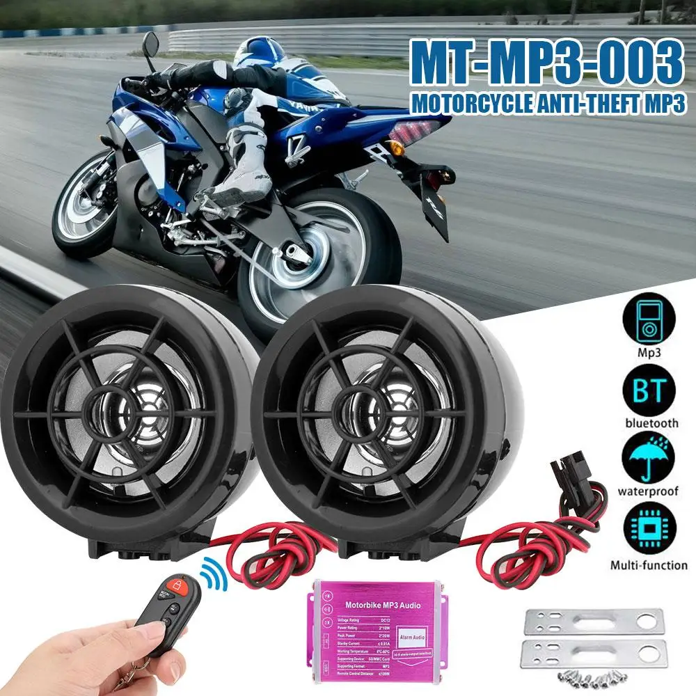 

Vehemo FM/TF/USB MP3 Player Speaker Motorcycle External Audio Input for Remote Control Sound New Radio Waterproof for Motorbike