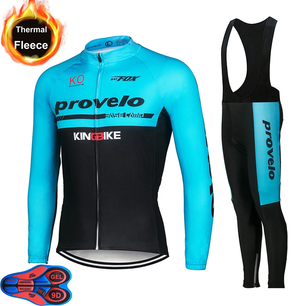 Blue set Зима pro team Велоспорт Джерси 9D pad велосипед комбинезон набор теплые мужские Ropa Ciclismo термальная флисовая велосипедная одежда Maillot - Цвет: Blue set