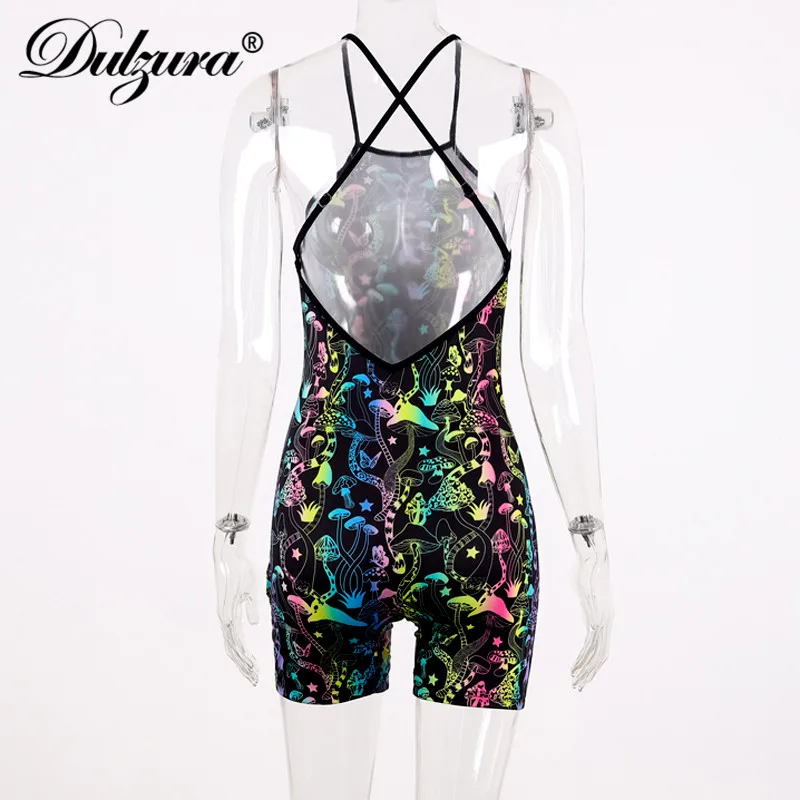 Dulzura 2019 летний женский комбинезон с принтом в виде грибов сексуальный короткий