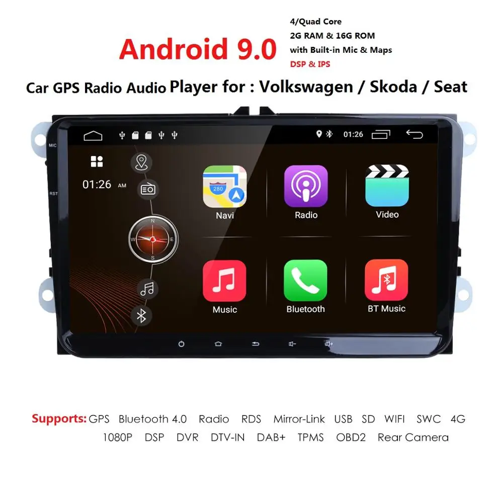 Авторадио 2 Din Android 9 0 автомобильный мультимедиа для V W Passat B6 golf 5 6 seat ibiza Leon Skoda Octavia