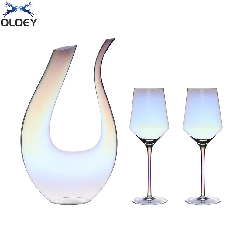 

European Style High End Luxury Crystal Glass Tall Red Wine Glass Creative 6 Pack Wine Glass Plus Grape Decanter Household Set