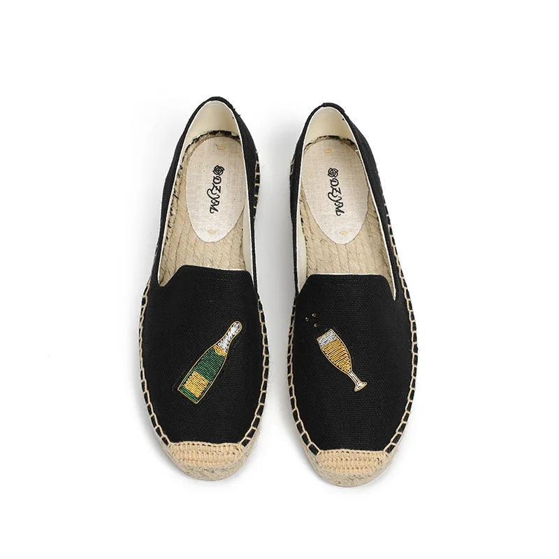 

Casual Woman Shoe Espadrilles Platform Tennis Female Creepers Round Toe Summer Retro Breathable Clogs Fabric PU Rubber Sewing So