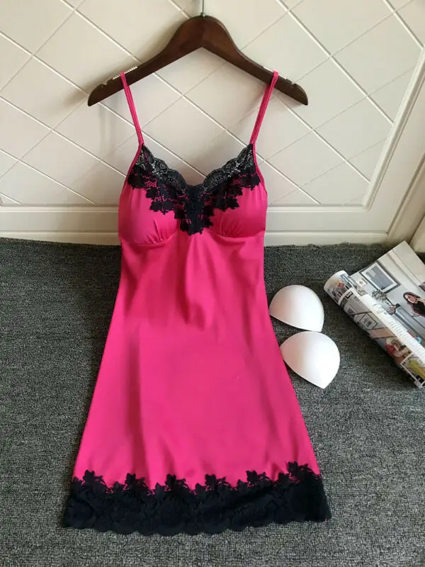 

2020 Women Sexy Silk Satin Lace Sleepwear Babydoll Lingerie Nightdress Pajamas Set Nightgown Silk Lingerie Robe