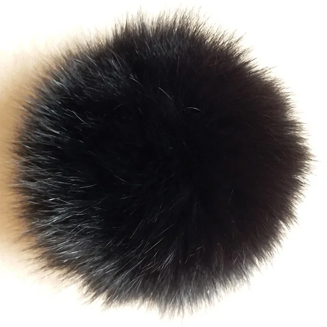 Black Fox Pompon Настоящий натуральный Лисий енот колпачок для помпонов, Лисий большой шар для шапки skullie, Лисий большой помпон, Лисий мех, пушистый помпон с кнопкой 13-15 см - Цвет: Black Fox Pompon