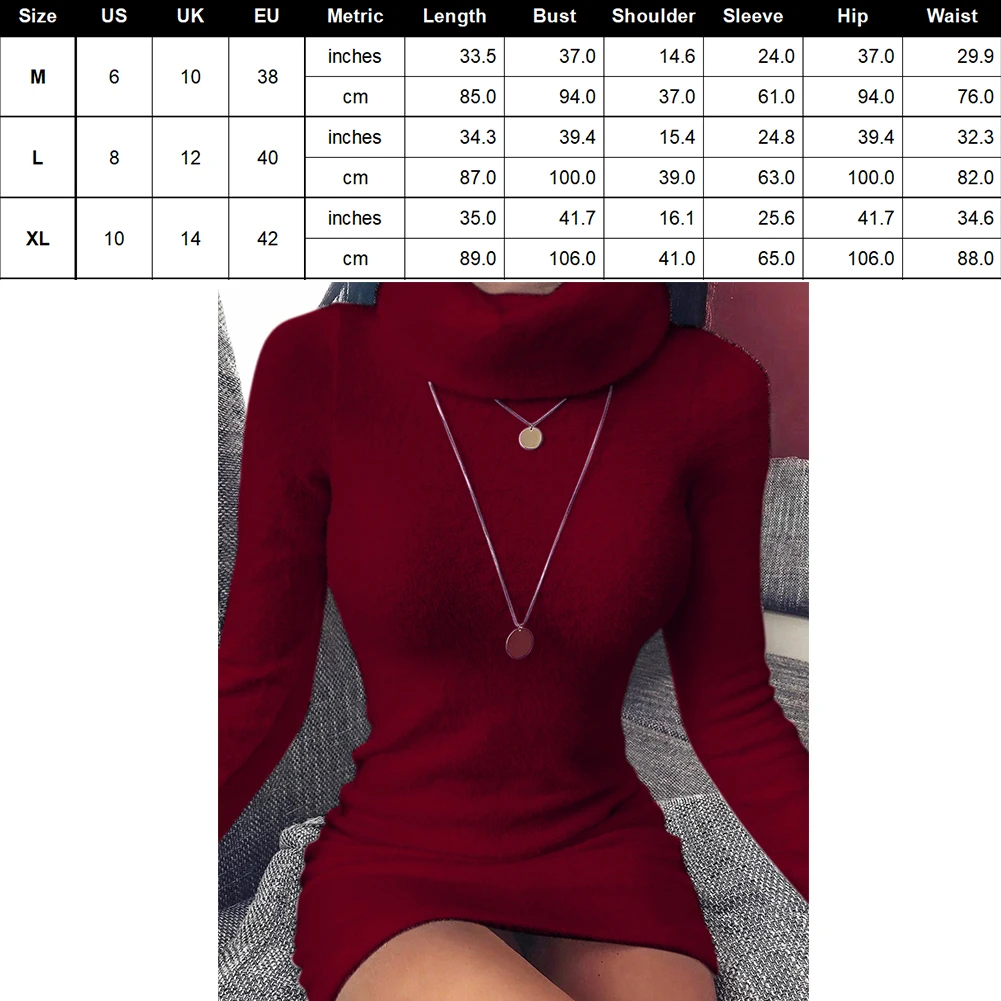 

Jumper Party Fashion Streetwear Knitted Mini Bodycon Turtleneck Women Long Sweater Warm Sexy Tops Shopping Solid Autumn Winter