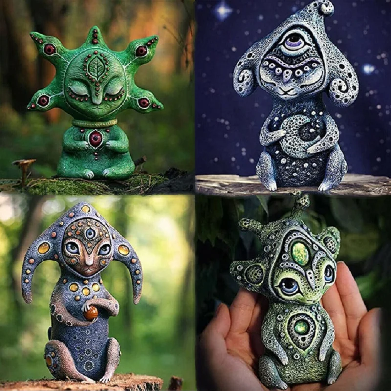 

Handmake Three-eyed Alien Fantasy World Creature Model Decoration Elf Resin Decorations Garden Sculpture Crafts Home Decoration