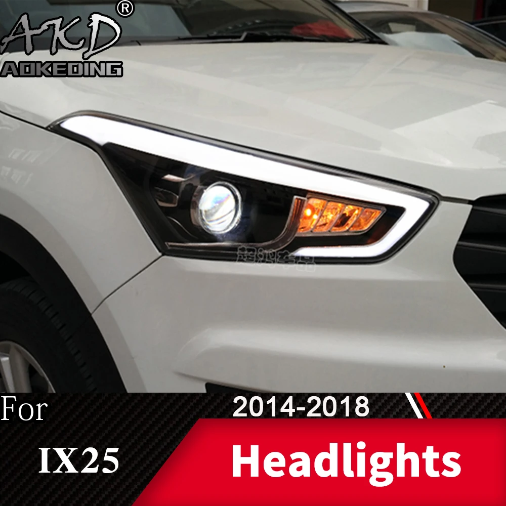 

Автомобильная фара для Hyundai Creta 2014-2018 Новинка фары IX25 s противотумансветильник фары Дневные ходосветильник огни DRL H7 светодиодный Биксенонов...