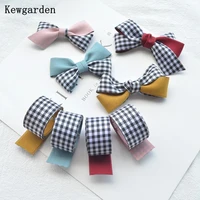 kewgarden double face plaid ribbons 1 5 1 38 25mm handmade tape diy hair bow brooch ribbon accessories sewing webbing 10 yards