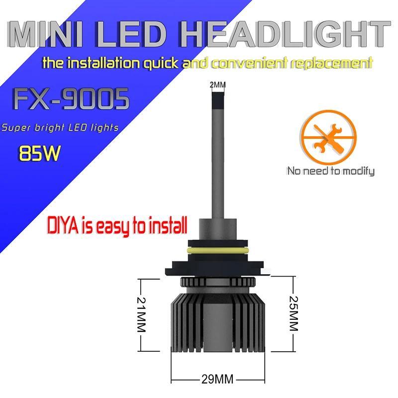 Светодиодные лампы для автомобильных фар светодиодный мини-размер 85 Вт 5500 к 18200Lm