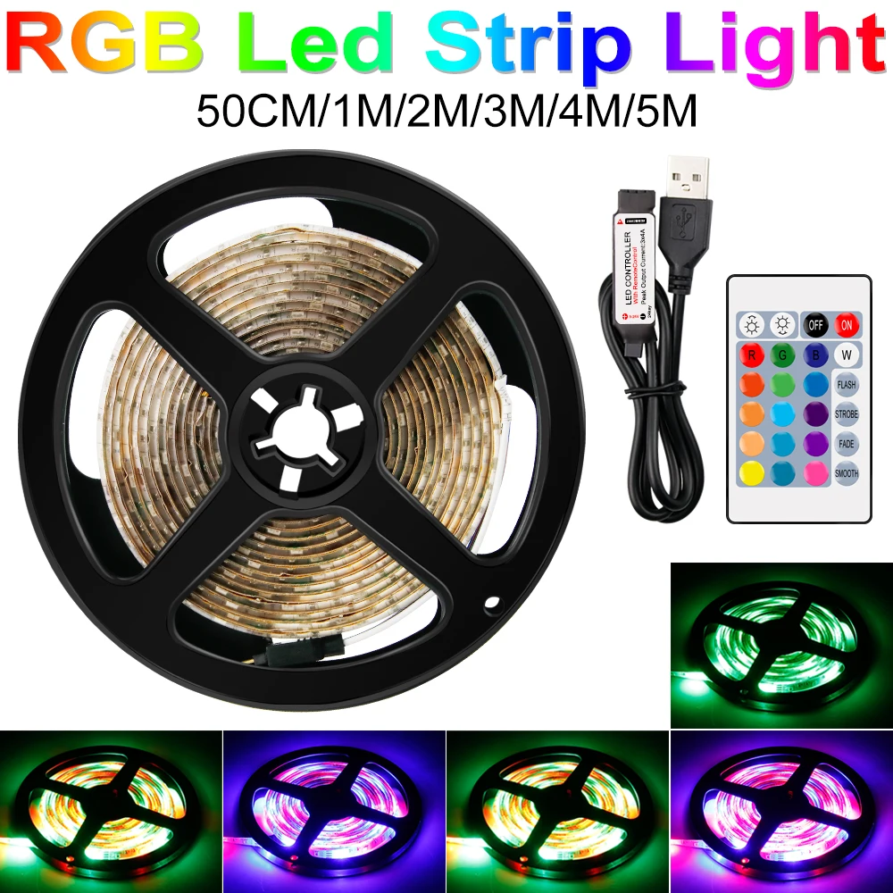 

RGB LED Strip Light 2835 Waterproof rgb Tape 5V Ribbon diode led Strips Light Flexible Stripe Lamp USB Plug Ambient Light TV