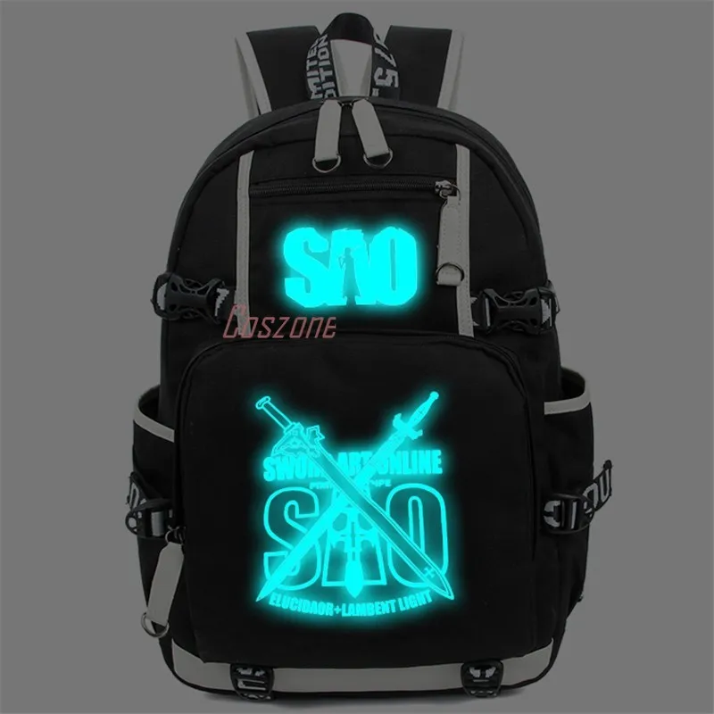 Sword Art Online Косплей SAO рюкзак с мультипликационным принтом светящиеся школьные