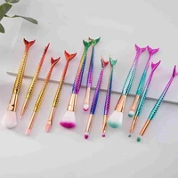 4pcs new set of mermaid makeup brush fiber colorful soft hair loose powder brush colorful fishtail gradient beauty tool