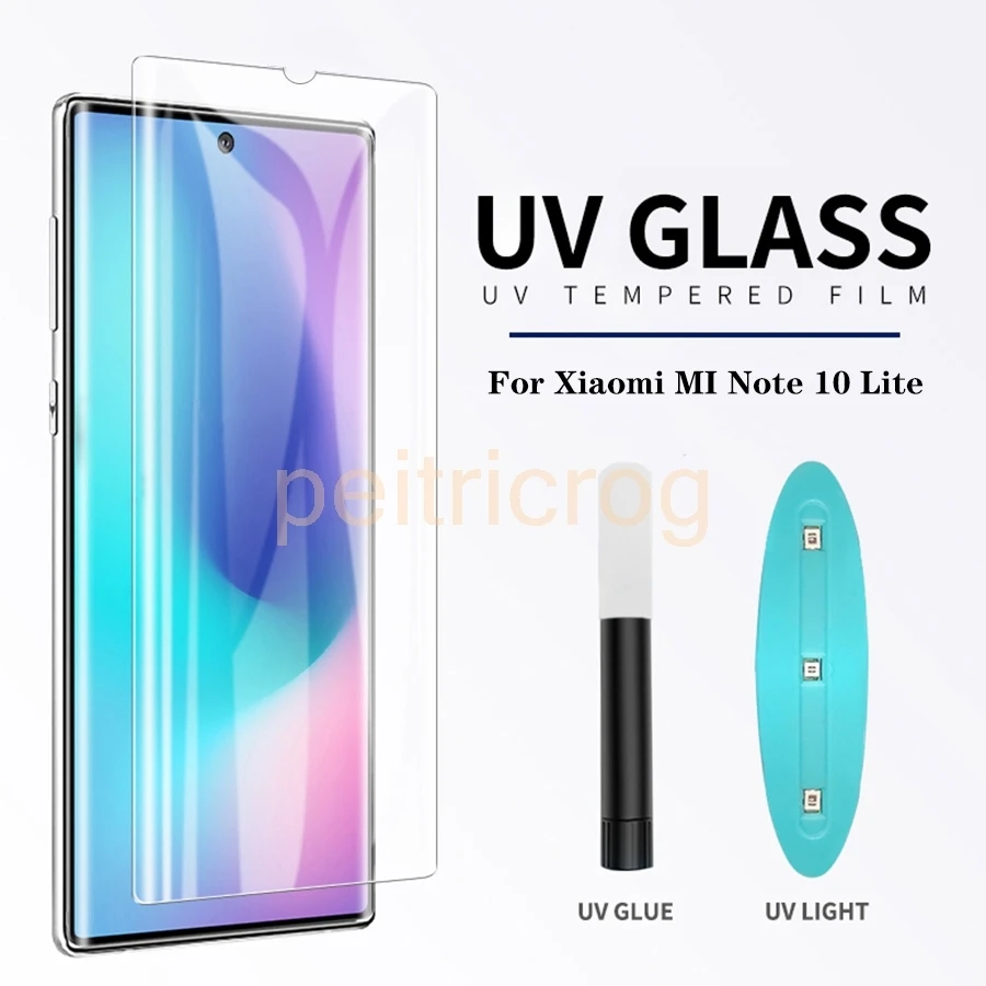 Жидкое УФ стекло с полным покрытием закаленное для Xiaomi Mi Note 10 lite Pro Case