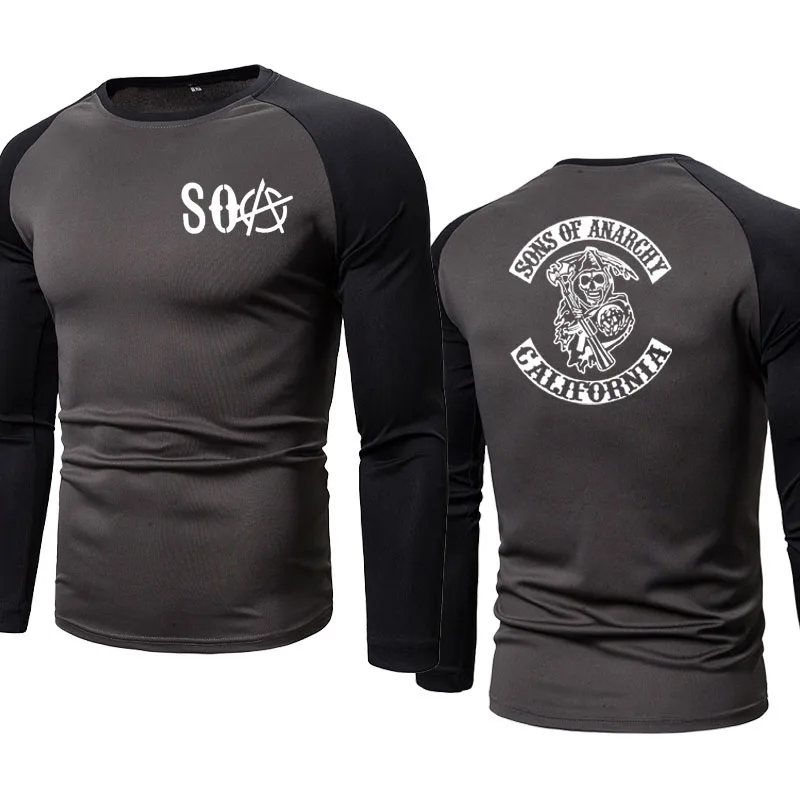 

High Quality Casual Men's pullover SOA Sons of Anarchy Skull Printing Spring Autumn Cotton Sweatshirt Men's hoodie