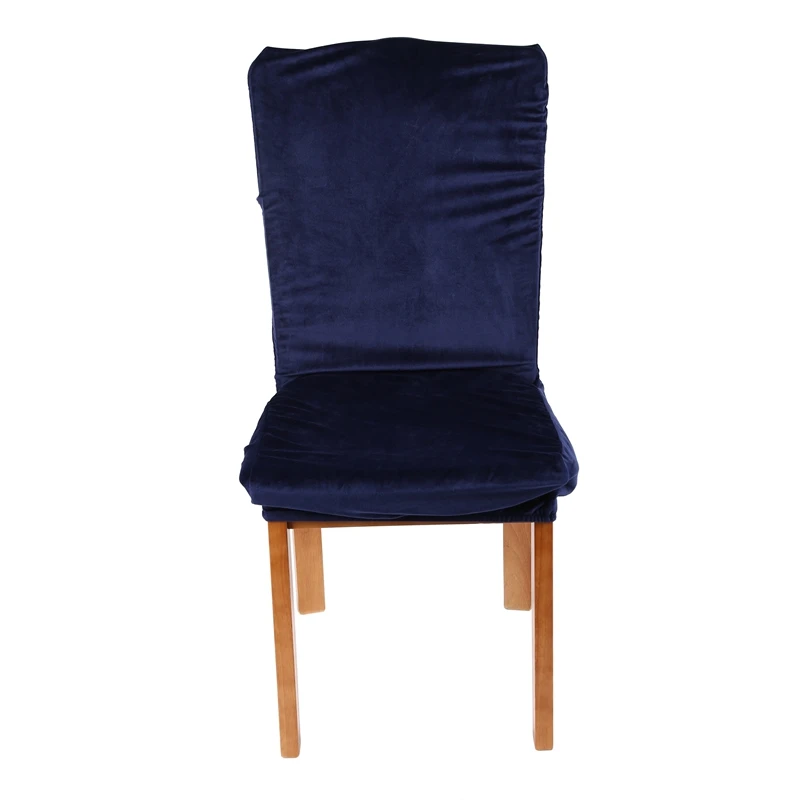 Stretch Fox Velvet Fabric Dining Room Wedding Kitchen Home Short Chair Seat Covers Navy Blue | Дом и сад