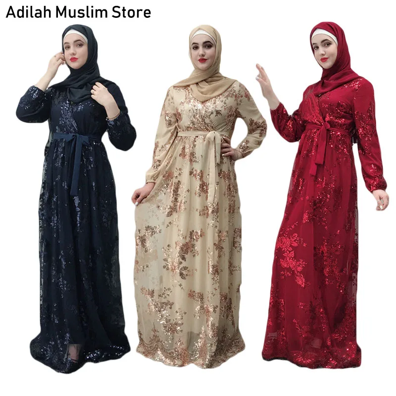 Роскошное мусульманское платье кружевное с вышивкой высокого класса блестками