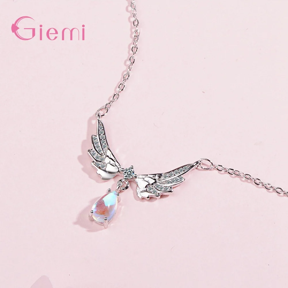 Женское колье с кулоном в виде крыльев Ангела из серебра 925 пробы | Украшения и