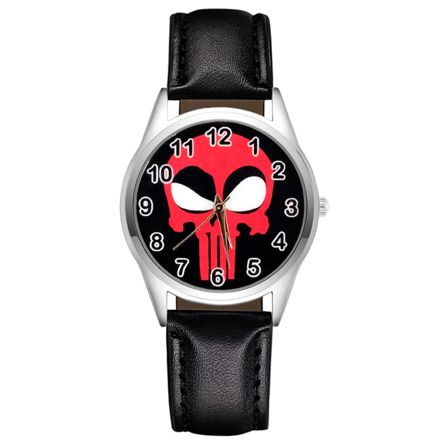 

Cartoon Skeleton Skull Style Children's Kids Student Boys Girls Quartz Leather Silicone Strap Wrist Watches Jc121