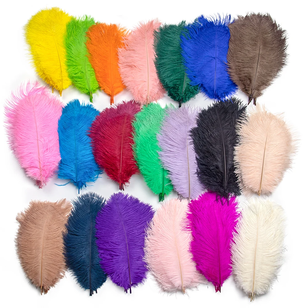 

Ostrich Feathers Dyed Colorful 15-40 CM Decoration for Wedding Party Dress Clothing Sewing Needlework Crafts Plume 10Pcs/Pack