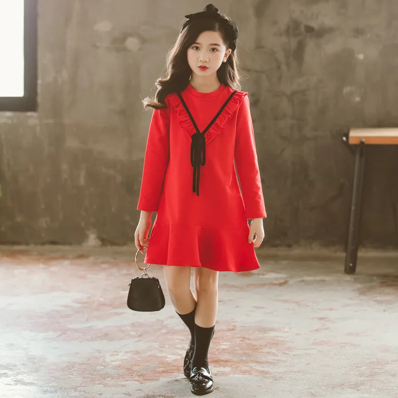 

Платье принцессы для девочек-подростков осенне-зимние флисовые Детские платья с оборками для девочек Детский костюм для детей 8, 10, 12, 13, 14 ле...