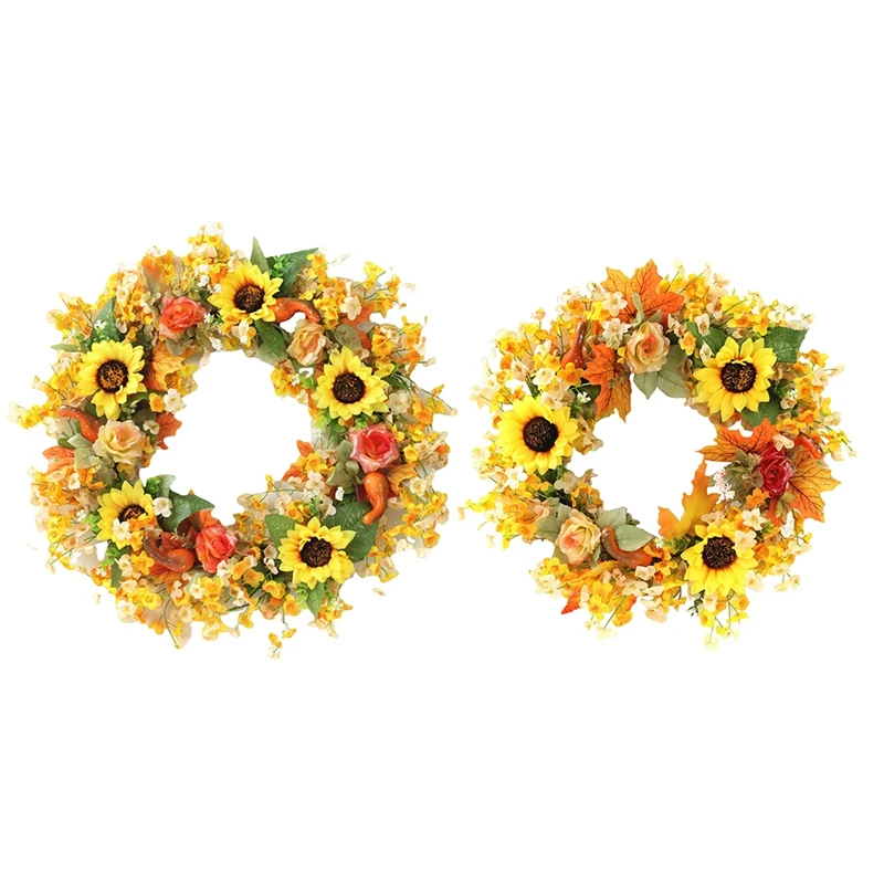 

Fall Sunflower Pumpkin Wreath for Front Door Wall Window Wedding Party Farmhouse Home Thanksgiveing Decoration