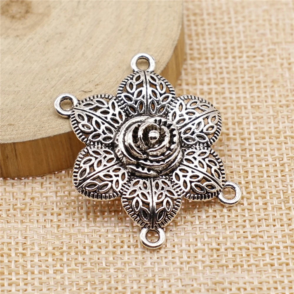 

4pcs 32x35mm Connector Charms 4-Hole Body Chain Connector Tibetan Silver Color DIY Jewelry Accessories DIY Making