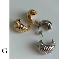 ghidbk hot sale 2021 new fashion stainless steel chunky statement croissant hollow hoop earring designed street style jewelry