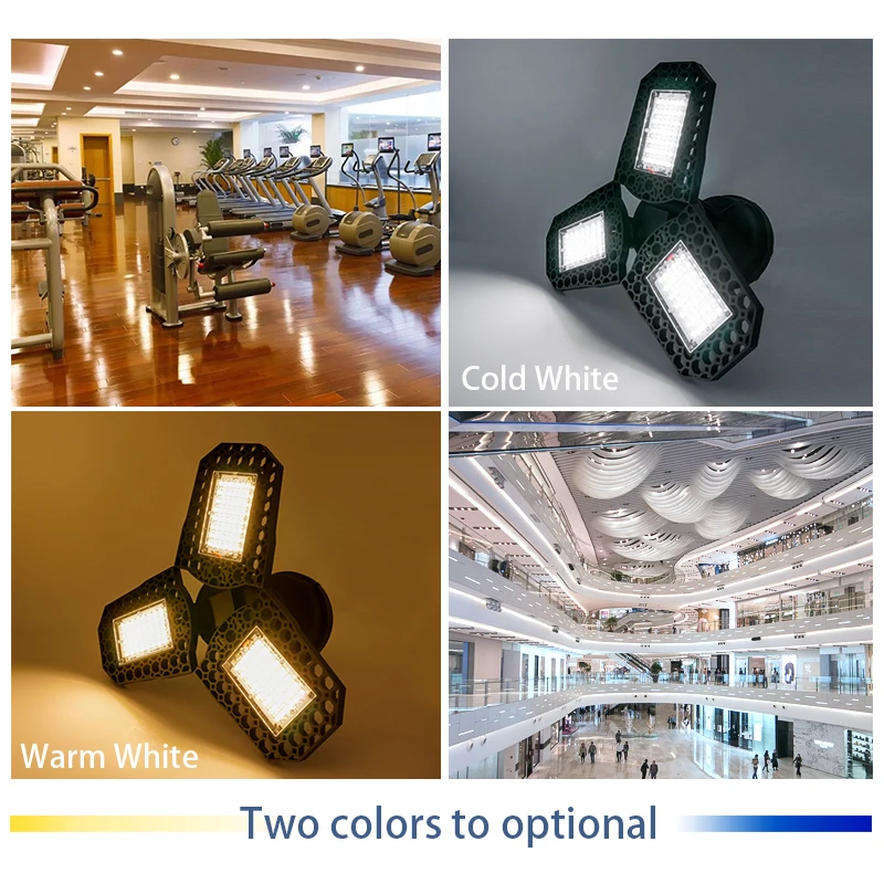 

2pcs/lot LED Garage Lamp 40W 60W 80W Deformable Light 110-220V High Cold/Warm White Adjustable Angle LED Light Bulb For Workshop