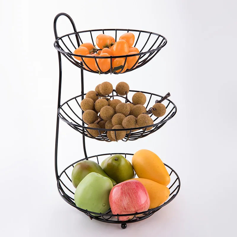 

3 Tier Fruit Basket Bowl Holder Stand Kitchen Vegetables Storage Stainless Steel Organizer Decoration Household Food Storage