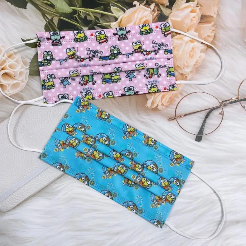 Disposable Face Mask 3-layer Protection for Adults Children student Parent-child Male and Female Printed Frog Patterns Kids | Красота и