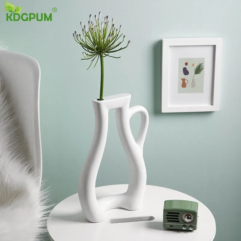 Белая керамическая ваза для цветов цветочный горшок модный современный стиль