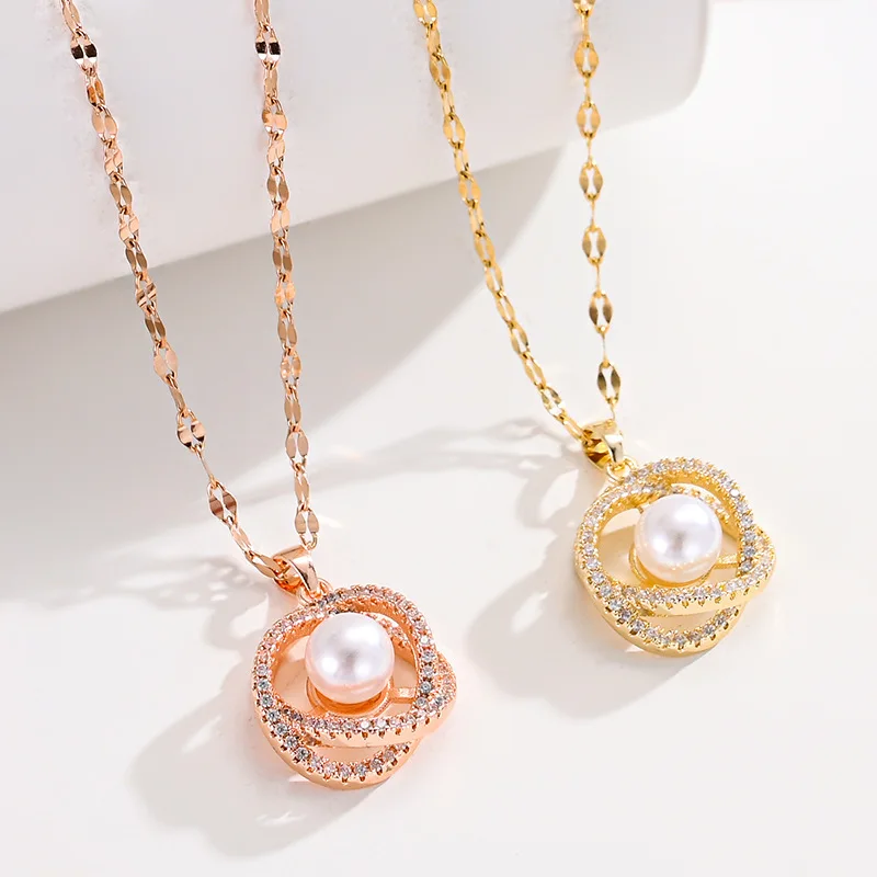 

Ожерелье с подвеской в форме птичьего гнезда, жемчужное ожерелье-чокер из нержавеющей стали для женщин 2022, трендовая короткая цепочка, ювел...