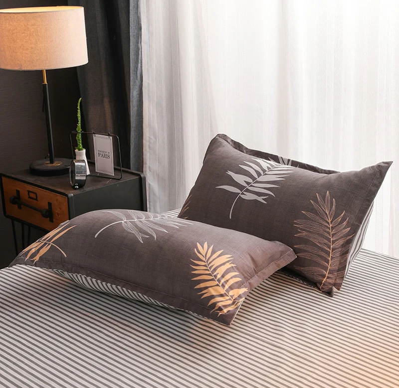 

Leaves Single Bedding Set Qulit Cover Pillowcases Solid Home Textile Bed Set twin full Queen King luxury fashion bedclothes