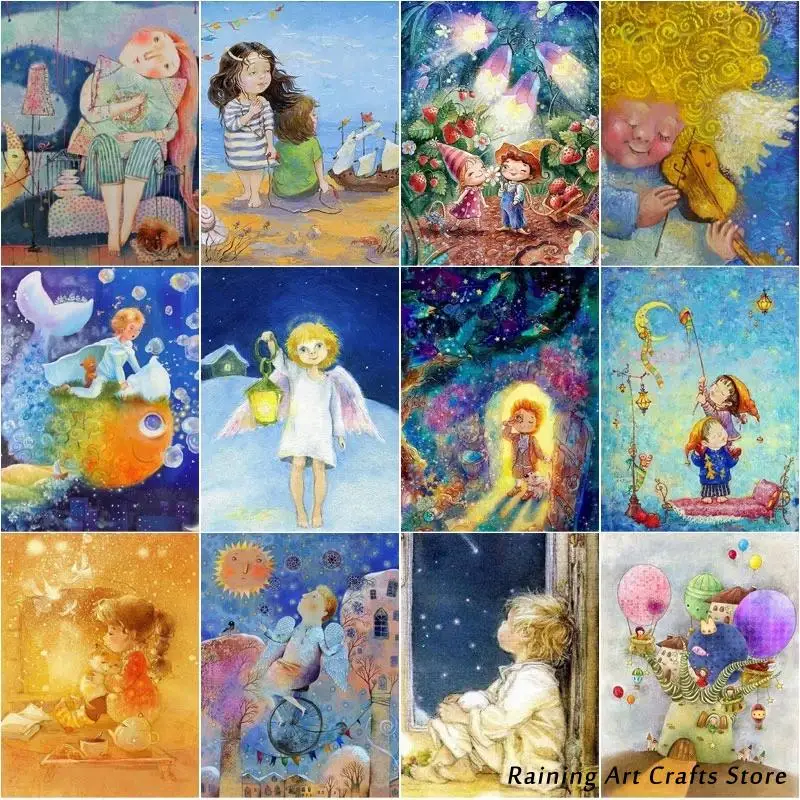 

5D Diy Diamond Painting Cartoon Girl Embroidery Full Round Square Drill Cross Stitch Kits Fantasy Mosaic Pictures Home Decor