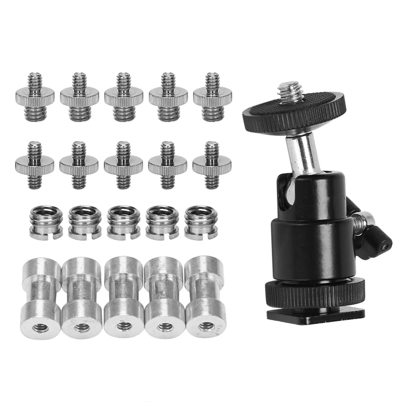 

21 штука резьбовой винт от 1/4 дюйма до 3/8 винт, головка штатива стандартная с пластиной быстрого крепления для штатива