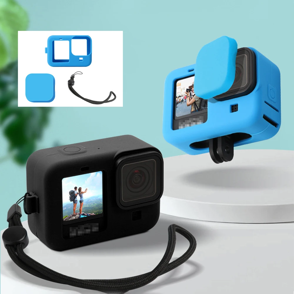 

Silicone Camera Sleeve for GoPro Hero9 Action Camera Lens Cap Cover Anti-lost rope Dustproof Scratchproof Shell Accessories