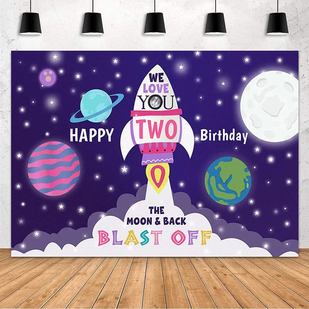 

Фон для фотосъемки на 2-й день рождения с надписью Love You To The Moon And Back вечерние Decoration