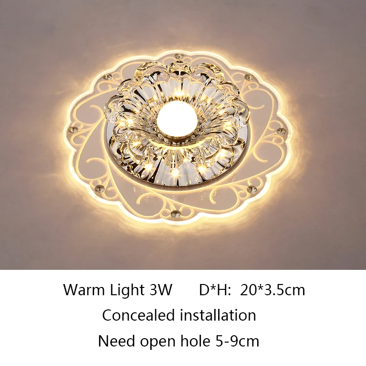 Warm Concealed 3W Хрустальный светодиодный светильник Потолочные светильники Современная потолочная лампа Plafonnier Led Мини скандинавские acryl гостиной огни прохода коридор, отель 3W - Цвет корпуса: Warm Concealed 3W