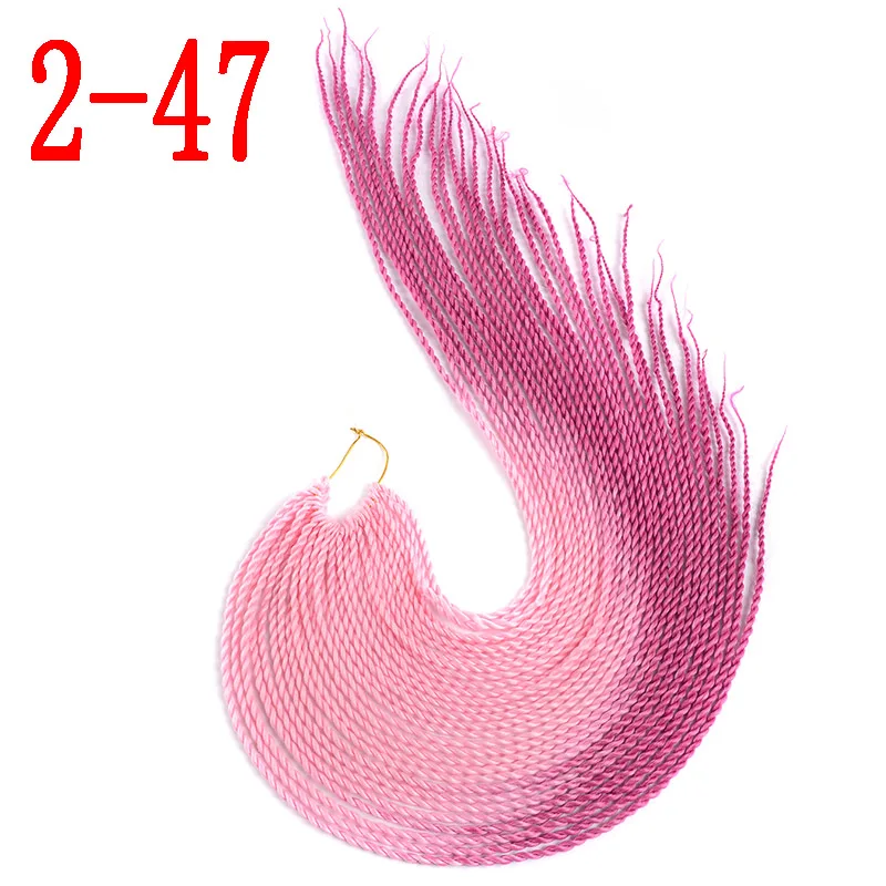 2-47 MERISIHAIR Ombre Сенегальские крученые волосы на крючках косички 24 дюйма 30 корней/упаковка синтетические косички волосы для женщин серый, синий, розовый, бро - Цвет: 2-47