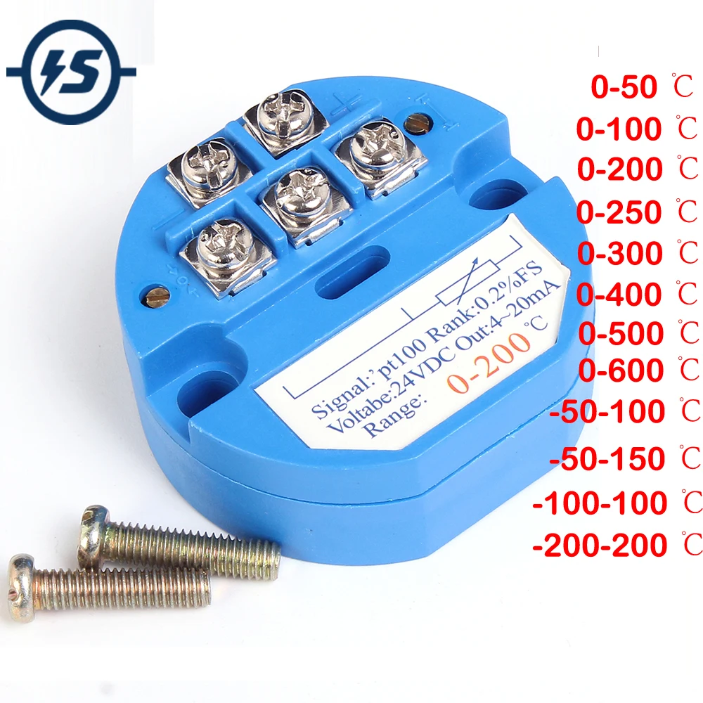 

RTD PT100 Temperature Sensor Meter Transmitter Isolated Detector Module -200-200 Celsuis 0-600 Celsuis 4-20MA