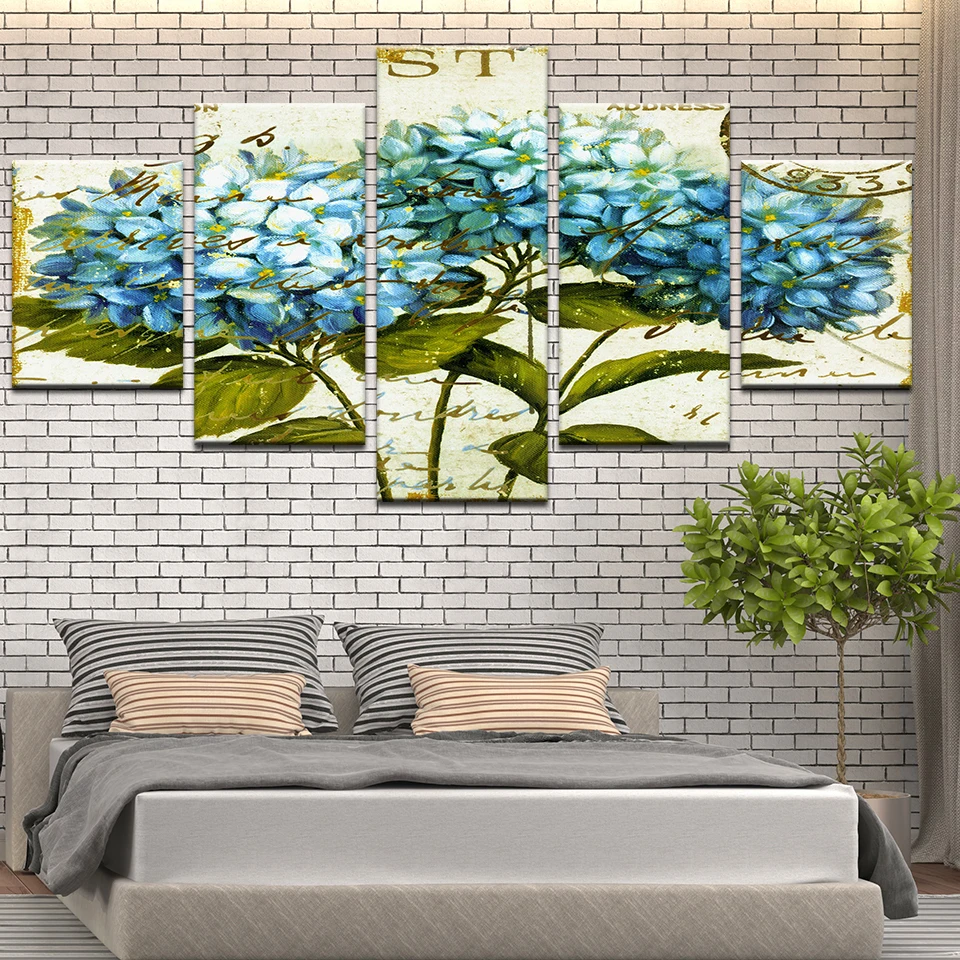 Современная акварельная картина на холсте художественная гортензии