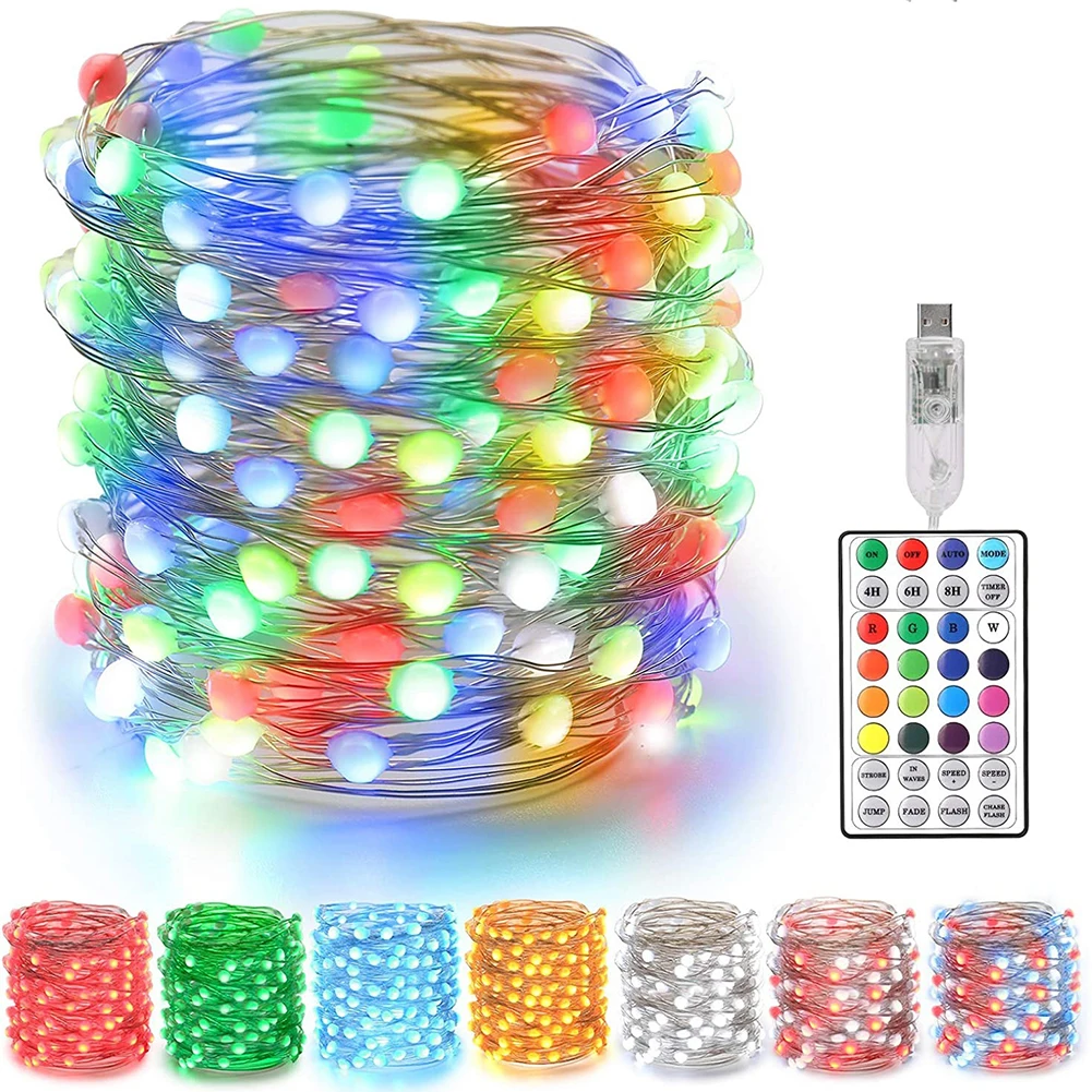 

Fariy String Light LED Lights Wedding 10m 5m 2m Remote Control 12Color Garland Lamp Christmas Decoration Outdoor Lighting