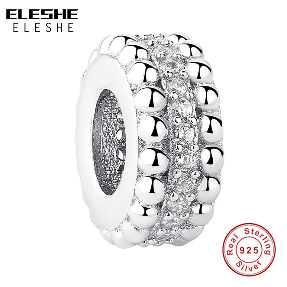 

Очаровательные блестящие бусины-разделители ELESHE 100% дюйма с фианитами и кристаллами, подходят для оригинальных браслетов, женские Украшени...