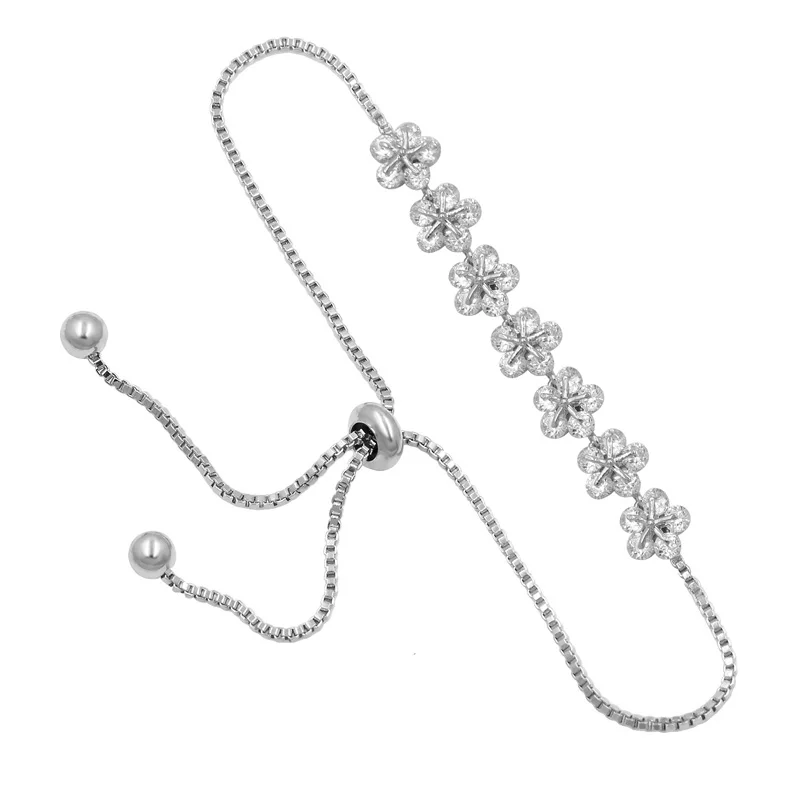 Кубический цирконий фианит циркон кристалл цветок регулируемый браслет со