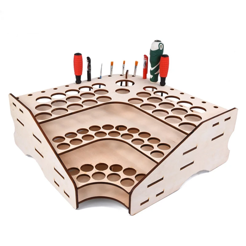 

2x 81 Hole/74 Hole Wooden Pigment Bottle Storage Organizer Color Paint Ink Brush Stand Rack Modular Holder School