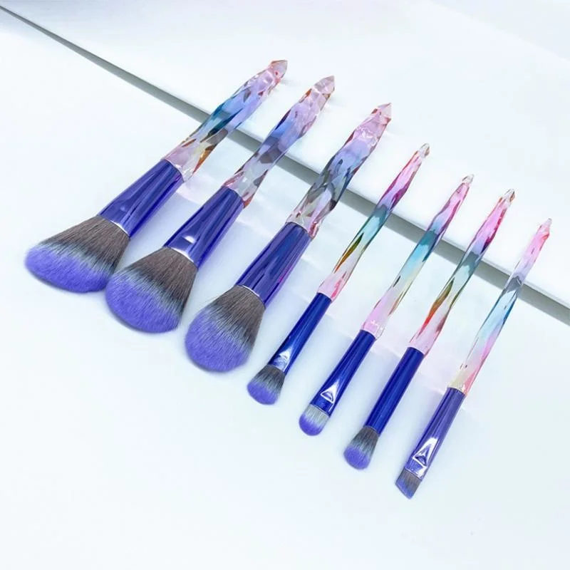 

Eye Concealer Foundation Brushes Shadow Powder 7Pcs Laser Crystal Handle Makeup Brushes Set Cosmetics Brush Kit Makeup Tools