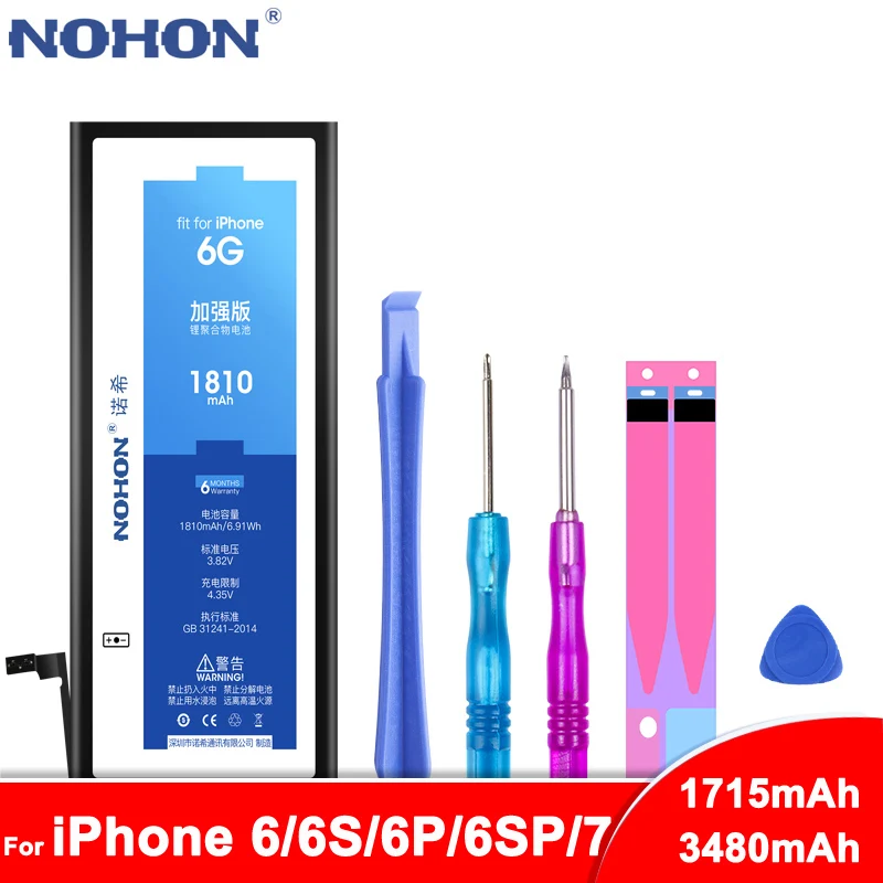Оригинальный nohon аккумулятор для Apple iPhone 6 S Plus 7 Real Ёмкость 1810 мА/ч 3480 литий