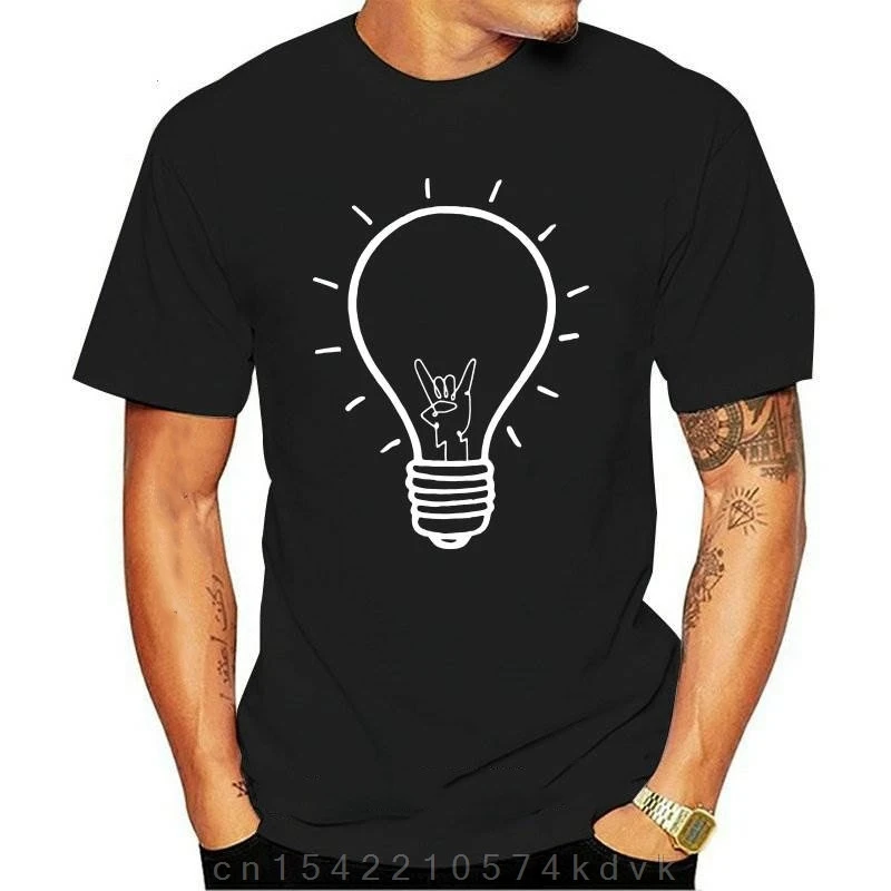 

Светильник лка с изображением лампочки Rock Wick, дизайнерские Графические футболки, 100% хлопок, черный, подарок для футболки Rocker
